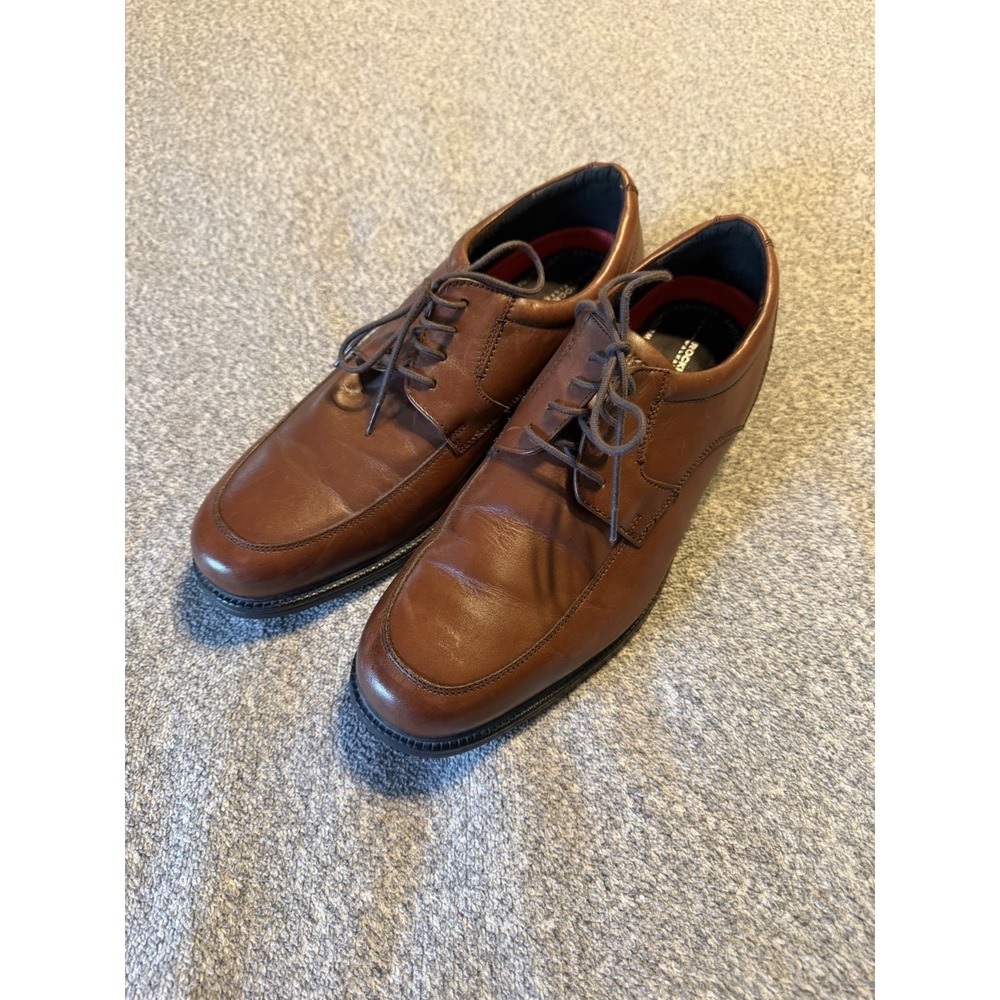 Rockport Waterproof Oxford Mens‎ Sz 11 Brown Leather Apron-Toe Slip Resistant
